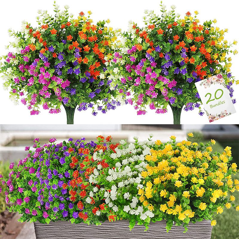 Bonsai Garden Ideas - 3/6 قطعة زهرة النباتات الاصطناعية الأوكالبتوس