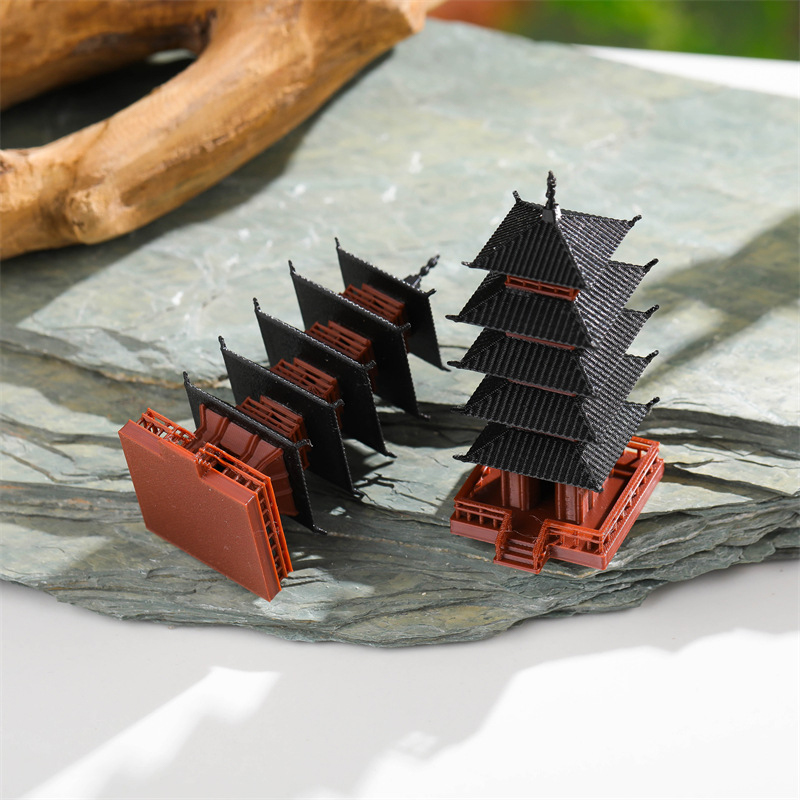 Mini Bonsai Zen Garden - تمثال باغودا صغير، نموذج مبنى قديم،