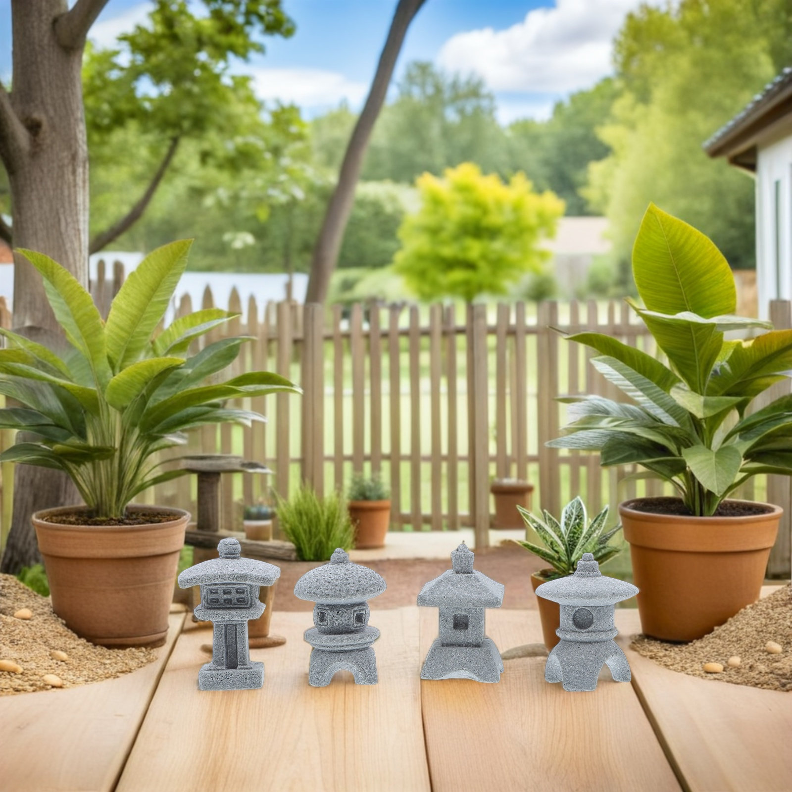 Mini Bonsai Zen Garden - 4 قطع من تماثيل الأجنحة الصغيرة،