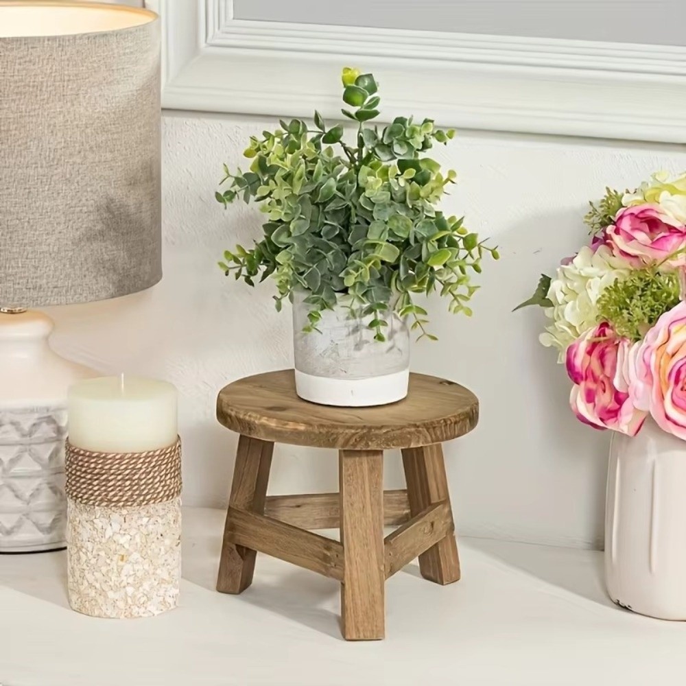 Bonsai Garden Display Stands - حامل نباتات عصارية خشبي دائري صغير