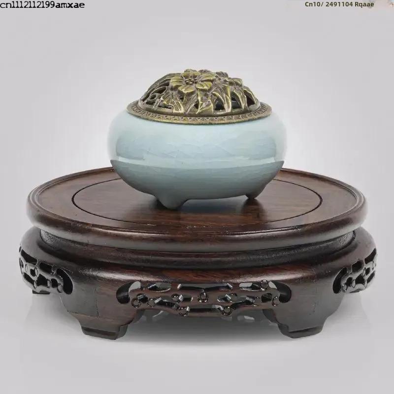 Bonsai Garden Display Stands - طاولة مستديرة من خشب الأبنوس، قاعدة