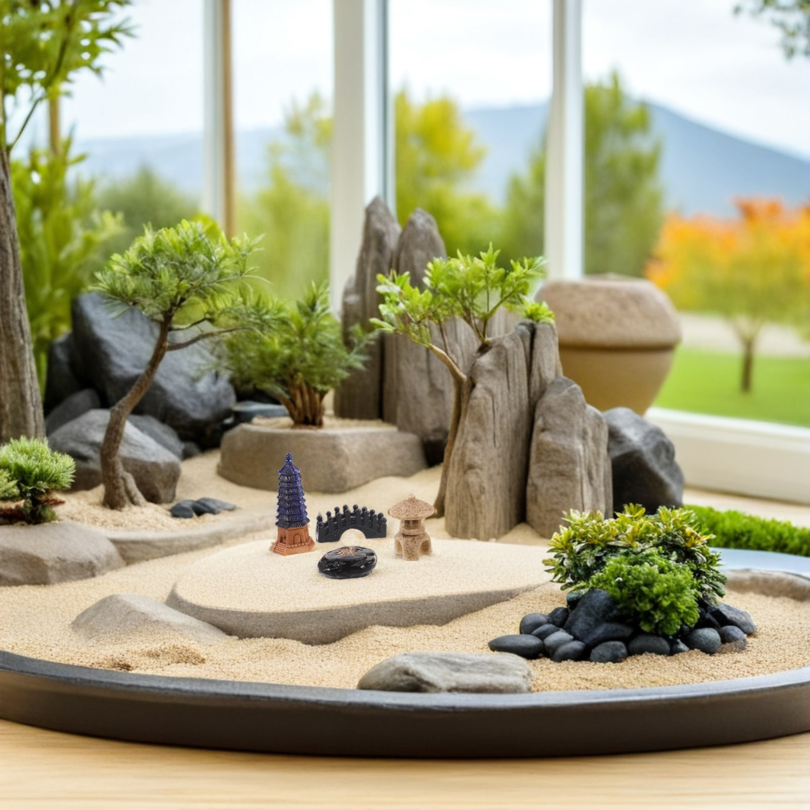 مجموعة من 4 تماثيل باغودا يابا - مراجعة Mini Bonsai Zen Garden وسعره