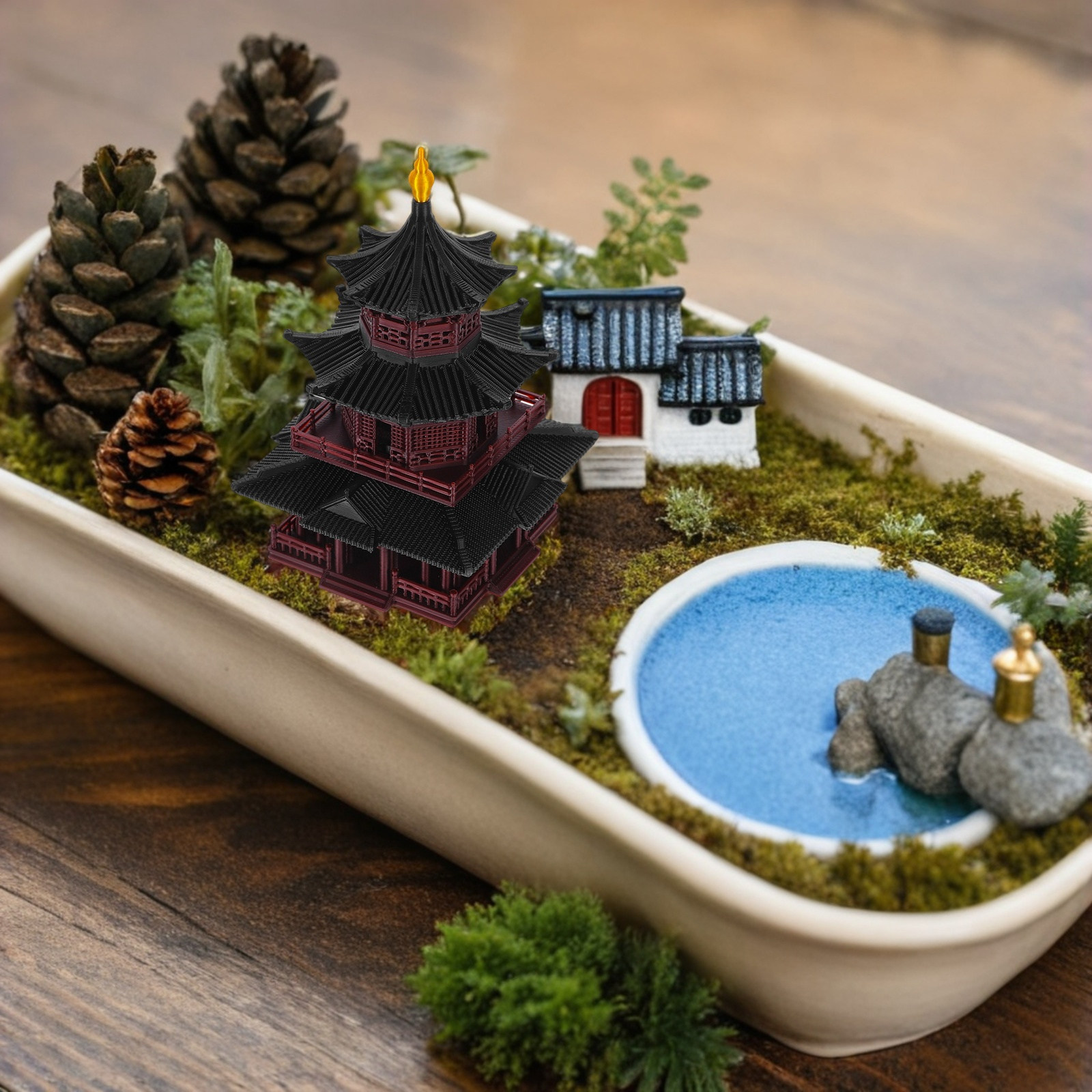 منحوتة يدوية الصنع على شكل باغ - مراجعة Mini Bonsai Zen Garden وسعره